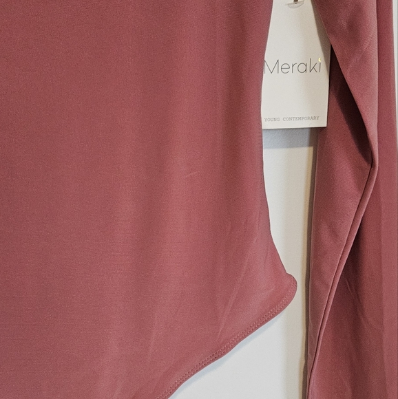 NWT Meraki Rose Mauve Pink Long Sleeve Bodysuit Women's Size Large - Picture 4 of 9